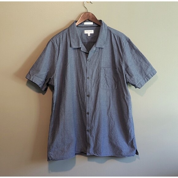 John Nordstrom Size XL Shirt  Short Sleeve Mens Top Blue Extra Large Diamond - Picture 1 of 3